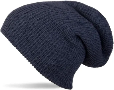 Produktbild von styleBREAKER Uni Beanie Strickmütze Slouch Polyacryl, Dunkelblau