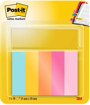 Produktbild von Post-It 7100259442, Rechteck, Blau, Orange, Pink, Gelb, Papier, 15 mm, 50 mm, 50 Blätter