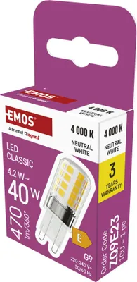 LED Lampe Classic JC / G9 / 4,2 W (40 W) / 470 lm / NeutralWeiß