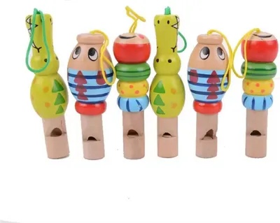 Image de Sifflets en bois avec motifs d'animaux - 6 pièces multicolores - 7941