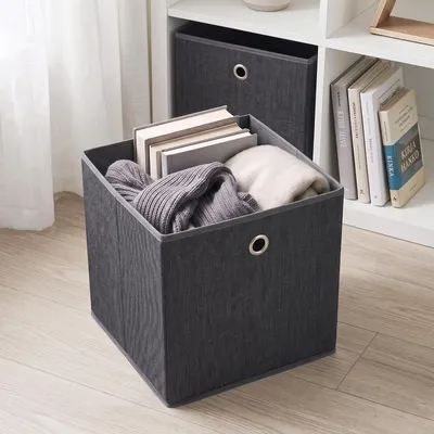 Produktbild von Aufbewahrungsbox Aufbewahrungsboxen 6er Set Faltbare Ordnungsboxen mit Griff 33x33x33cm Dunkelgrau Regalbox Faltboxen aus Vliesstoff für Aufbewahrung