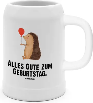 Produktbild von Mr. & Mrs. Panda Krug Igel Luftballon - Weiß - Geschenk, Tonkrug, Happy Birthday, Steinbierkrug, Seidel, Geburtstag, Steinkrug, Ballon, Glückwunsch, Herzlichen, Humpen