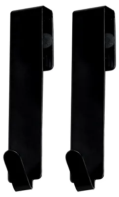 Produktbild von 2 Stück Handtuchhaken Schwarz, Haken zum Einhängen, Edelstahlhaken für Duschwand ohne Bohren, Duschhaken für Handtücher, Handtuchhalter Duschwand, Dusche, Glaswand, Glasstärken 0,6-1,7 cm