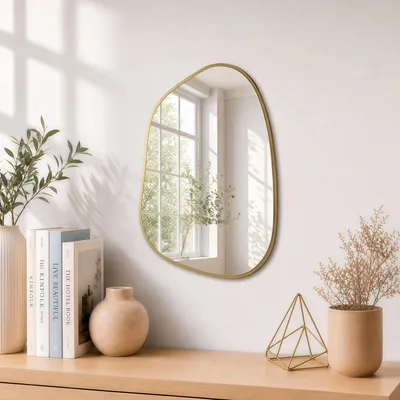 Productafbeelding van Wandspiegel 40x30 cm, goud, asymmetrisch, voor badkamer