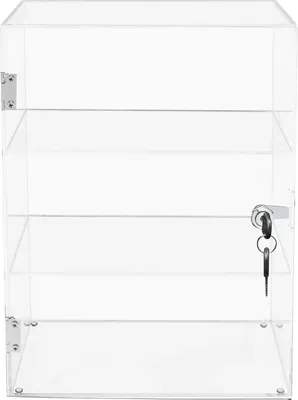 Produktbild von Acryl Vitrine - 3-stöckiger abschließbarer Vitrinenschrank - Mit Schlüssel - Für Sammlerstücke - 30×15×40 cm - Transparent
