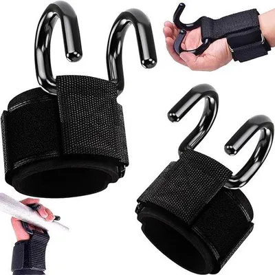 Productafbeelding van Optrekhelpen voor deadlifts – 2 stuks – Hijshaken – Handgrepen voor de sportschool – Hakenhandgrepen – Haken voor gewichtheffen – Optrekhelpen voor deadlifts