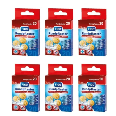 Produktbild von 120 Rundpflaster, 20 Stück je Packung, Wund Rund Pflaster rund, Injektionspflaster, wasserabweisend