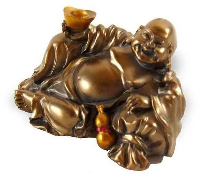 Imagen del producto de Figura de Buda, 7 cm, color dorado, decoración Feng Shui, amuleto de la suerte para interiores