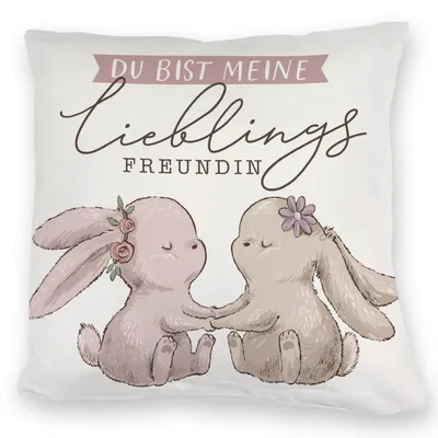 Produktbild von Hasen Kuschelkissen mit Spruch Du bist meine Lieblingsfreundin