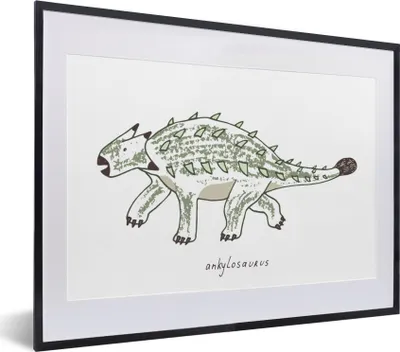 Produktbild von MuchoWow® Gerahmtes Poster Kinderzimmer - Ankylosaurus - Dinosaurier - Jungen - Mädchen - Kinder 40x30 cm - Poster mit Schwarzem Bilderrahmen Wandposter Rahmen Foto Bilder - Bilderrahmen - Poster im Rahmen