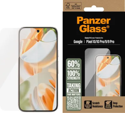 Obrázek produktu pro PanzerGlass ® Screen Protector Google Pixel 10 | 10 Pro 5G | 9 5G | 9 Pro 5G | Classic Fit, Google, Google - Pixel 10, Google - Pixel 10 Pro 5G, Google - Pixel 9 5G, Google - Pixel 9 Pro 5G, Aplikace nasucho, Odolné proti poškrábání, Odolný proti nárazům, Průhledná, 1 kusů