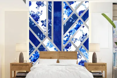 Produktbild von MuchoWow® Fototapete für Wohnzimmer oder Schlafzimmer Wandtapete Vinyl Motivtapete Delfter Blau - Muster - Luxus - 190x260 cm - Papiertapete