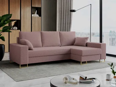 Produktbild von Ecksofa mit Schlaffunktion L-Form mit Bettkasten - DORIAN-Non - Rosa