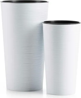 Image de HowHomely | Bacs à plantes - Urbanika Riflo - Blanc - Design moderne - Résistant au gel et recyclable - Pots de fleurs