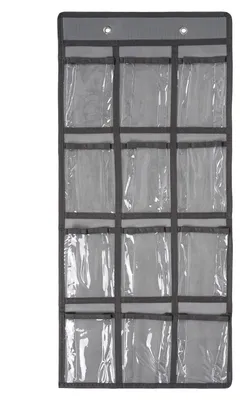 Immagine prodotto di Organizer da porta appendibile - 12 tasche - Tessuto resistente - Grigio - Per aula e ufficio