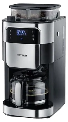Obrázek produktu pro Severin KA 4813, Kávovar na překapávanou kávu, Kávová zrna, Mletá káva, Vestavěný mlýnek, 1000 W, Černá, Nerezová ocel