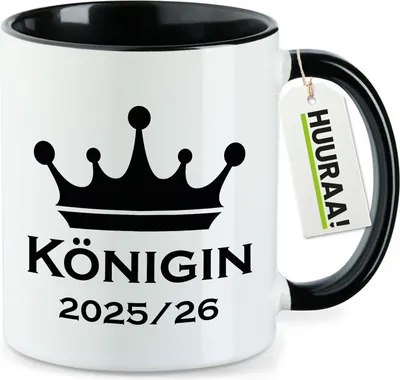 Produktbild von Huuraa Kaffeetasse Königin 2025/26 Schützenkönigin 330ml Schwarz Keramik Kaffeebecher Geschenkidee