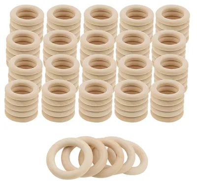 Holzringe 55 mm, 100 Stück, unbehandelt, für Makramee & Basteln