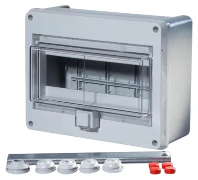 Produktbild von F-tronic Feuchtraumverteiler KV10WDKE, IP55, 1-reihig, 10TE, Aufputz, 180x230x90mm, 1 Stk.