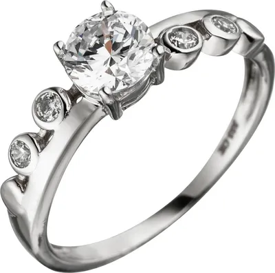 Produktbild von Gr. 56 Damen Ring 333 Gold Weißgold 5 Zirkonia Weißgoldring