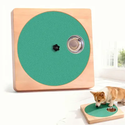 Produktbild von Krallenfeile Hund mit Hundekratzbrett, interaktives Hundespielzeug mit Leckerli-Schale aus Edelstahl, drehbare Schleifplatte zur Krallenpflege für Hunde