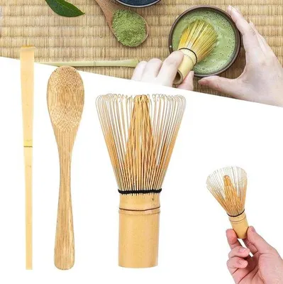 Produktbild von Famanu Matcha Set Bamboe Teezeremonie Zubehörset - Matcha Besen aus Naturbambus