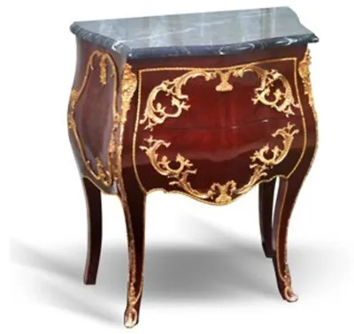 Produktbild von Casa Padrino Barock Kommode Mahagoni Braun mit Marmorplatte und goldenen Metallapplikationen 62 x 34 x 75 cm