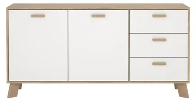Immagine prodotto di Calicosy - Credenza 2 ante, 3 cassetti rovere decorativo e bianco L147,2 cm - STORM