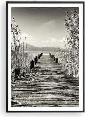Produktbild von Gerahmtes Poster - Schwarzer Rahmen - Brücke Pier Sepia - 70x100 cm - Wand Bild - Wanddeko - Wandbilder - Kunstposter - Wandposter - Bilderrahmen - Bilder - Kunstdruck - P2BPA70x100-4928