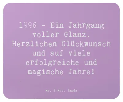 Produktbild von Mr. & Mrs. Panda Mauspad Spruch 1996 Geburtstag - Lavendeltraum - Geschenk, Mousepad, laptop, Geburtstagsfeier, Herzlichen Glückwunsch, mousematte, Jahrgangsgeschenk