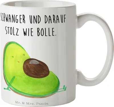 Produktbild von Mr. & Mrs. Panda Tasse Avocado Schwangerschaft - Weiß - Geschenk, Baby, Geburt, Schwanger, Kaffeetasse, Wunder, Gesund, Becher, Trinkbecher, kaffeebecher bedruckt
