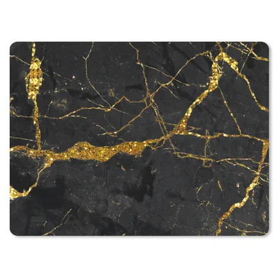 Produktbild von MuchoWow® Mauspad Mousepad Marmor - Gold - Schwarz - Marmoroptik - Luxe - Glitzer 40x30 cm - Mousepads - Maus Mat - Pad - Mausunterlage - Anti Rutsch