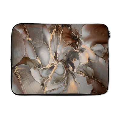 Produktbild von MuchoWow® Laptop Hülle 14 ZollGrau - Gold - Marmor - Marmoroptik Laptoptasche - Laptoptasche - Stoßsicher - Schutzhaube