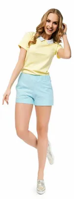 Produktbild von Damen Shorts kurze Hose mit Taschen; Babyblau/S/36