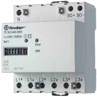Zdjęcie produktu dla FINDER licznik trójfazowy 3x65A elektryczny analogowy kalibrowany B 10A