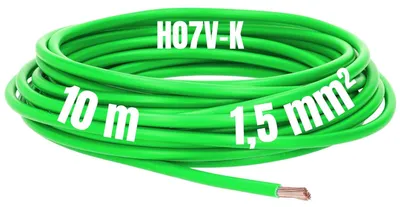 Immagine prodotto di Kalitec 10 metri H07V-K 1,5 mm² verde Cavo di cablaggio I Cavo a nucleo flessibile I Cavo unipolare in PVC I Cavo a trefoli 1,5 mm2 I Cablaggio a fili sottili I Conduttore singolo I Cavo unipolare I Cavo di commutazione