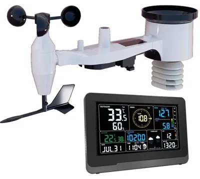 Imagen del producto de Estación meteorológica - Decoración de jardín - Sensor exterior inalámbrico solar 7 en 1 - Pantalla LCD de 7,5 pulgadas - Wi-Fi