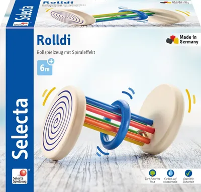 Produktbild von Selecta Spielzeug Rolldi, Rollspielzeug mit Sprialeffekt, Babyspiel, Babyspielzeug, Spiel, Holz, 15 cm, 61001