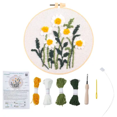 Punch-Nadel-Set für Anfänger, Blumen-Stickerei, Komplettset