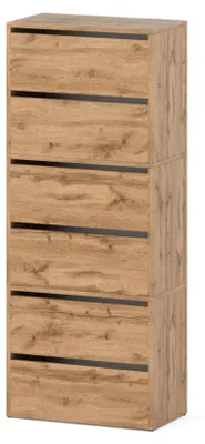 Image de STIV Furniture | Meuble de rangement en 3 parties avec niches | Chêne Wotan | 60x36x150 cm | extensible | pratique et élégant