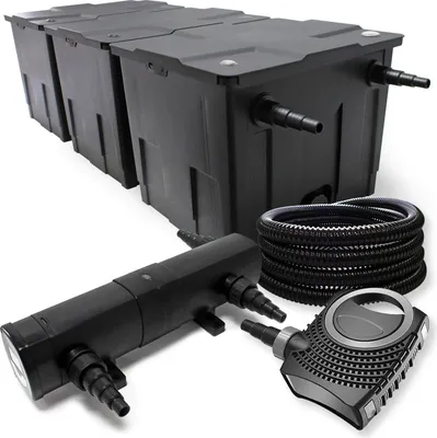 Obrázok produktu pre Kompletná sada Wiltec: rybníkový filter CBF-350C do 90000 l ako prietokový filter, rybníkové čerpadlo NEO10000 SuperECO 10000l/h 80W, rybníkový odlučovač CUV-218 UVC s 18W, rybníková hadica 25 m 25 mm