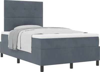 Image de Lit à ressorts avec matelas Gris foncé 120 x 200 cm Velours