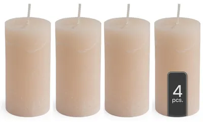 Produktbild von Stumpenkerze - 6 x 12 cm - Creme - Paraffinwachs - 4er Set