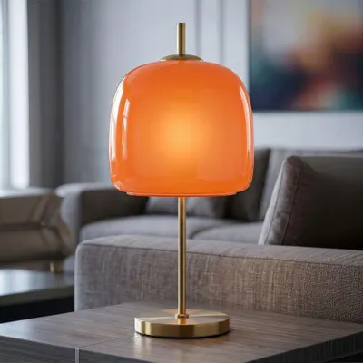 Obrázok produktu pre Stolová lampa z kovu a skla, zlatá (ø 30 x 16 x 53 cm)