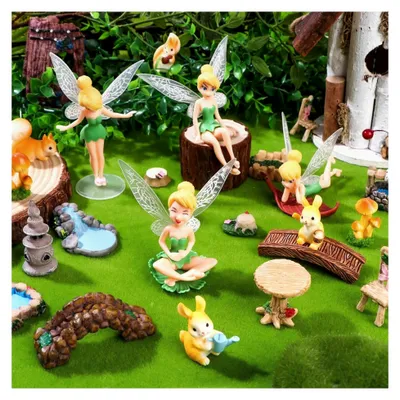 Produktbild von 22-teiliges Feengarten Zubehör Set mit Miniatur Figuren und Dekorationen für Garten und Puppenhaus