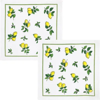 Produktbild von Kracht Frottier-Geschirrtuch Zitronen" 2er-Pack gelb-grün 50x50 cm"