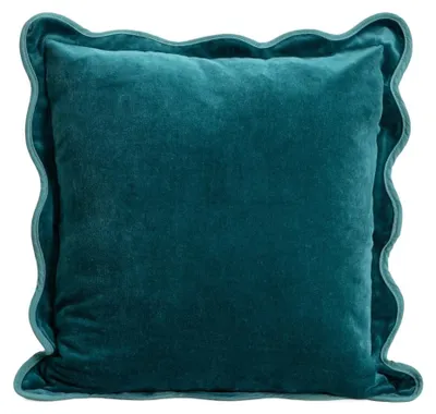 Zdjęcie produktu dla HOMLA Poszewka EKTA aksamitna z dekoracyjną falowaną lamówką zielona 45x45cm