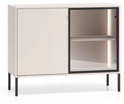 Image de Selsey Barnee – Buffet avec vitrine éclairée, cachemire, 107 cm