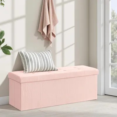 Produktbild von SONGMICS Sitzhocker mit Stauraum, klappbare Sitzbank, 38 x 110 x 38 cm Fußbank, Bettbank, Aufbewahrungsbox, bis 300 kg belastbar