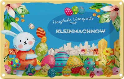 Produktbild von vianmo Blechschild 12x18 cm Ostergrüße KLEINMACHNOW Ostern Gruß